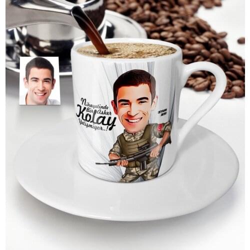 Personalized Mr Soldier Cartoon Turkish coffee Cup-1