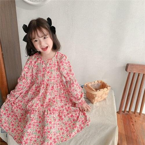 Children Clothing Dress New Lovely Princess Dress Spring Autumn Clothes Printing Flowers Kids Dresses Girls Dress