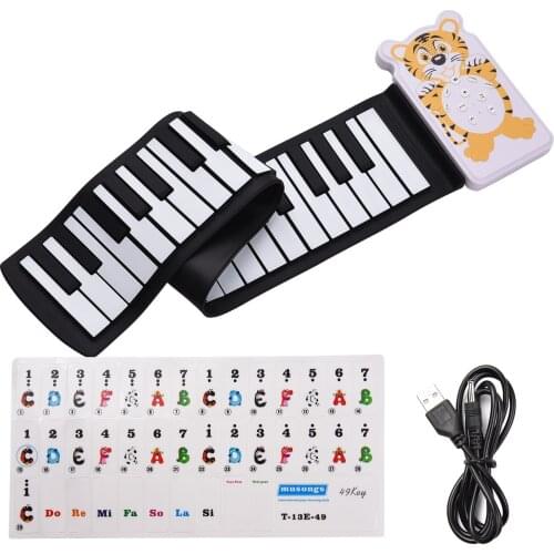 Portable 49-key Electronic Piano Keyboard 8 Tones 6 Demos Record Funtion Built-in Speaker with Echo Sustain Trill Effect