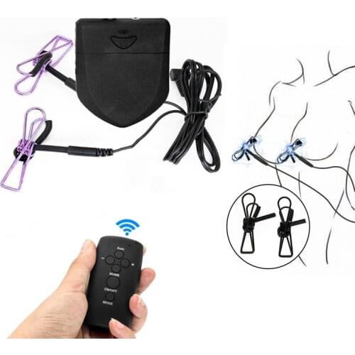 Remote Control Electric Shock Nipple Clamps Electro Shock Nipple Clips Electrical Stimulation Clitoris Clip BDSM Adult Sex Toys