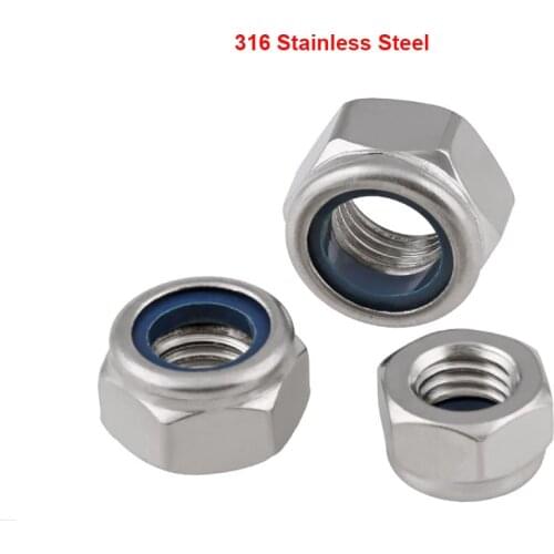 Hex Nylon Insert Lock Nut M3 M4 M5 M6 M8 M10 M12 316 Stainless Steel DIN985 Hexagon Self-locking Nylock Locknut