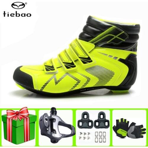 Tiebao winter road Cycling Shoes men add pedal set Breathable Outdoor Athletic Bike Shoes Bicycle Racing Shoes Ciclismo Zapatos