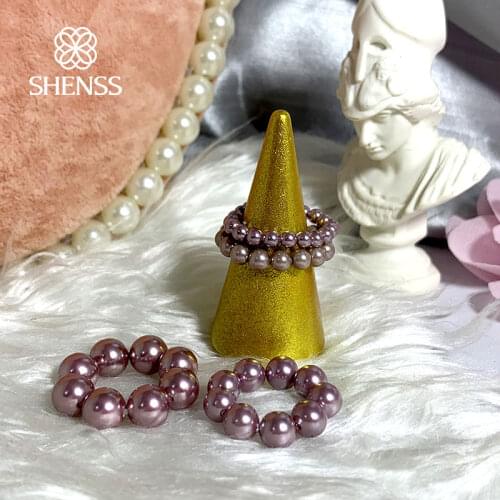 Vintage Elegant Shell Pearl Rings Elasticity Rings for Women Three Color 3mm-8mm Pearl