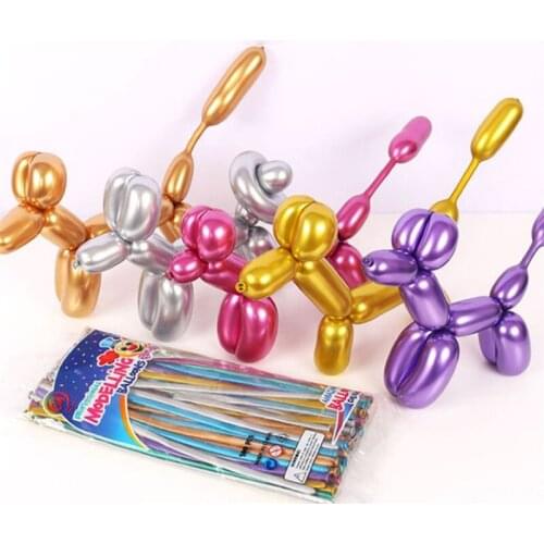100pcs Joker Magic Long balloons metallic Inflatable Balloon Shiny Tying Twist Balloon Birthday Wedding Party decoration Toys