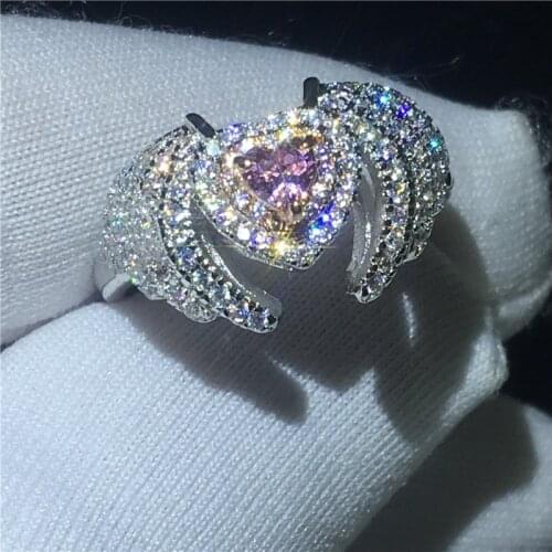 Angel Wings ring 925 Sterling silver AAAA cz Luxury Engagement Wedding Band Rings for women Bridal Finger Party Jewelry