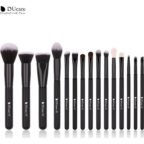 DUcare 15PCS Make up Brushes Professional Powder Foundation Eyeshadow MakeUp Brushes Set Natural Goat Hair Cosmetics Brush Set