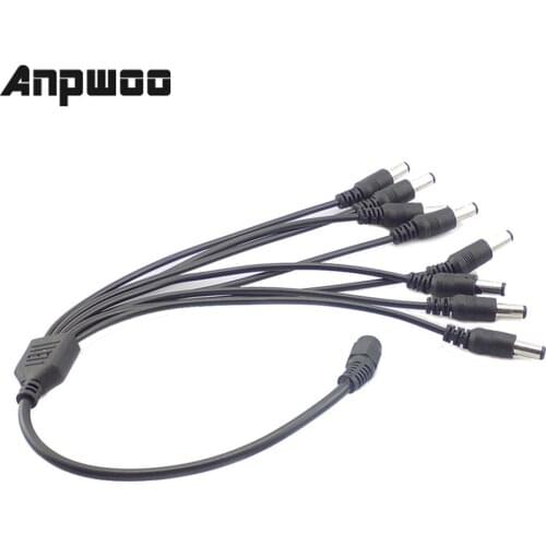2.1*5.5mm 1 Female to 2 3 4 5 8 Male DC Power Splitter Plug Cable for CCTV security Camera Accessories power Supply adapter