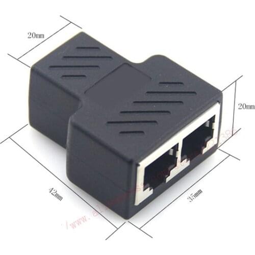 2Pcs Female to two Female 8P Network Rj45 Adapter 8Pin Ethernet Extension Connector Network RJ45 Female one split two