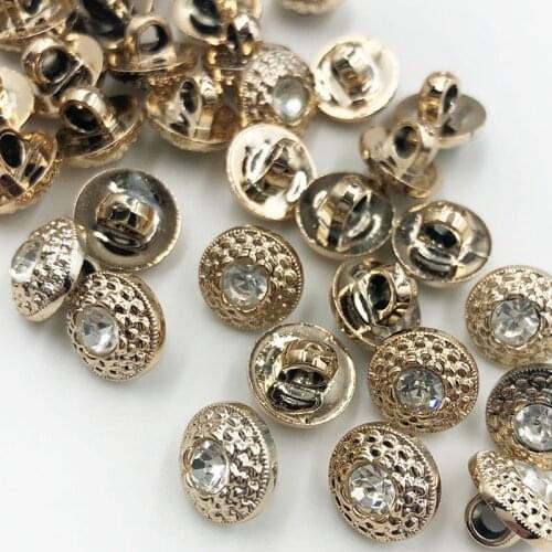 30/50PCS/150PCS 11MM New Plating Buttons With Rhinestones Shank DIY Apparel Sewing Accessories Shirt PT306