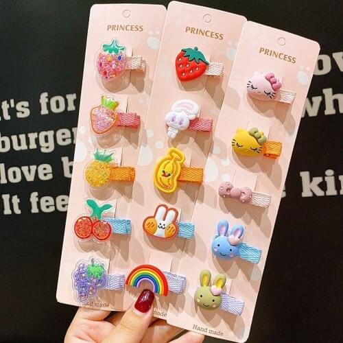 5Pcs/Set Girls Hair Accessories Flower Hair Clips Animal Hairclip Cartoon Hairpins Barrette Korean Style New Hair Clips for Kids