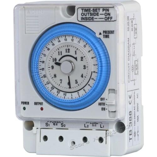 50/60Hz Quartz Motor Analog Timer Switch Relay 1 Circuit Time Switch Power Reserve Mechanical Switch 24 Hours ON/OFF/Auto Timer