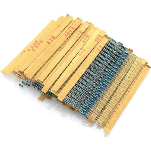 600pcs 1 Pack 30 Kinds 10 -1M Ohm 1/4w Resistance 1% Metal Film Resistor Resistance Assortment Kit Set 1K 10K 220R 300pcs/set