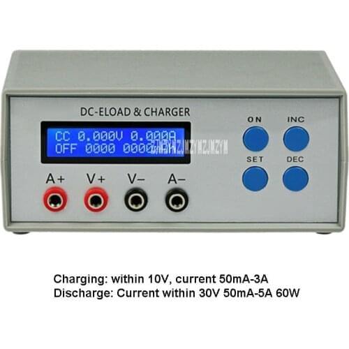 EBC-A05+ Battery Capacity Tester Mobile Power Charging Head Tester Electronic Load Charge 10V50mA-3A Discharge 30V50mA-5A 60W