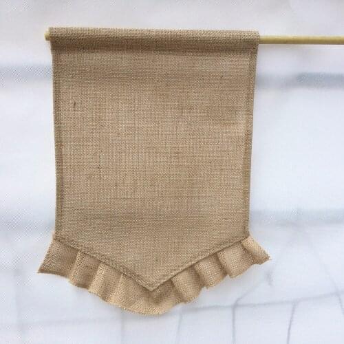 Fast shipping Blank Burlap Flag DIY Jute Ruffles Garden Flags Portable Blank Banner Easter Garden Decorations