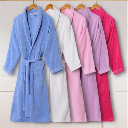 Women Sleepwear Robe Warm Autumn Winter Shower Spa Robes Bath Bathrobe Sleep Nightgown Couple Cotton Dressing Gown