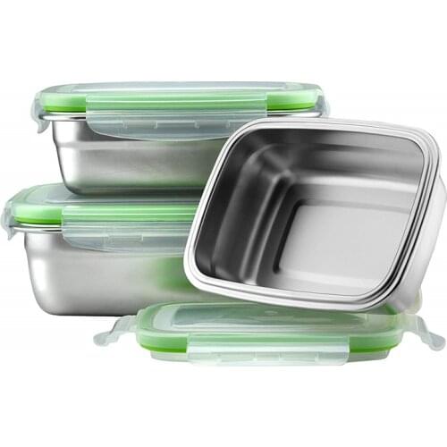 MICCK 304Stainless Steel Crisper Lunch Box Eco-friendly Portable Food Storage Container Refrigerator Leakproof Outdoor Lunchbox