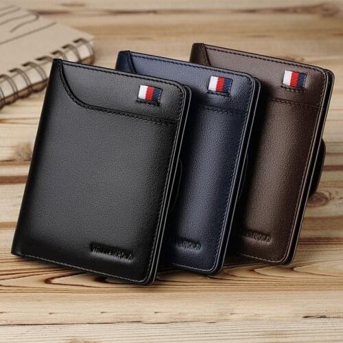 WilliamPOLO Genuine Leather Men Wallet With Card Holder Men Short Wallet Purse Zipper Wallets Casual Standard Wallets