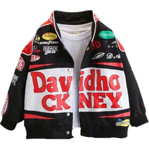 Letter Printed Motorcycle Jacket Boys Suit Fashion Trench Coat Korea Kids Childrens Outerwear Childrens Windbreaker for Boy