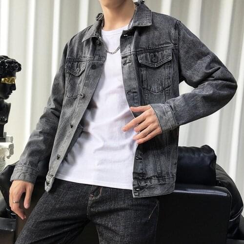 2021 Spring Men Denim Jacket Mens Daily Casual Tide Hole Motor Cowboy Coat Man Streetwear Jean Jacket