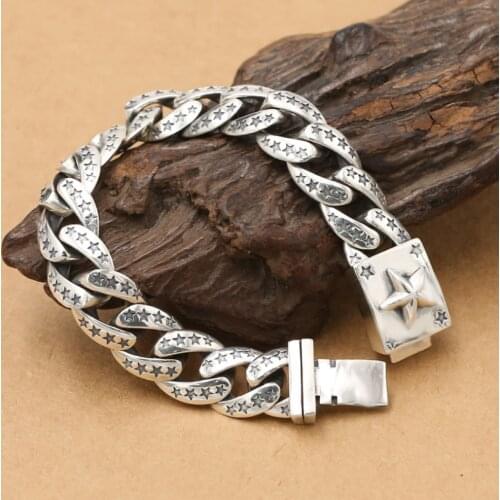 Real Silver Domineering Heavy Saddle Bracelet Men Male S925 Sterling Silver Personality Creative Whip Bracelets Jewelry