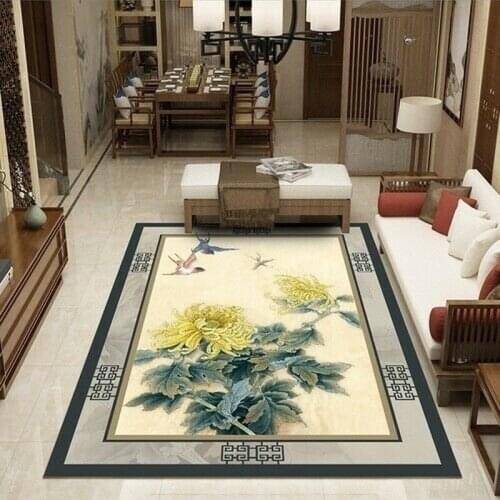 New Living Room Bedroom Carpet Crawling Mat Modern Chinese Style Floral Sofa Cushion Safe Home Non-slip Decorative Products
