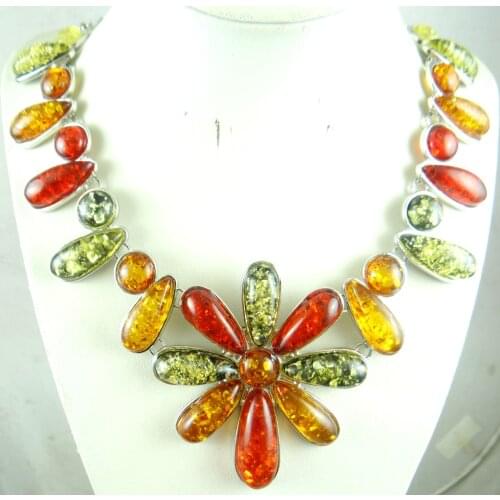 Wholesale Natural Precious Modernist TEARDROP GOLDEN HONEY PRESSED AMBERS Water drop NECKLACE Jewelry making necklace P77