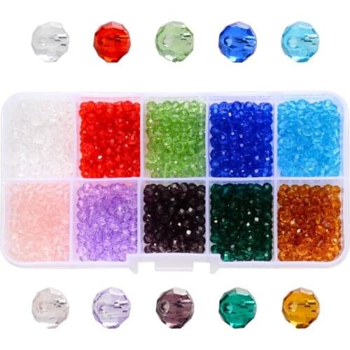 1 Box Transparent Faceted Rondelle Glass Beads 4mm 6mm 8mm 10mm Mix Color for jewelry making DIY Bracelet Necklace