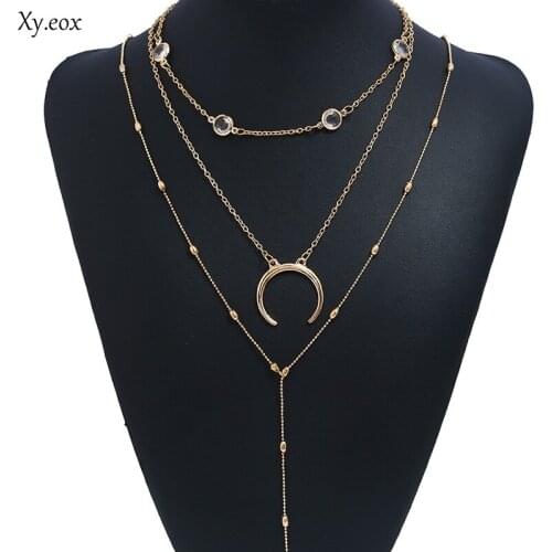 Sexy Crystal starry elements long Y-shaped pendant multilayer clavicle necklace