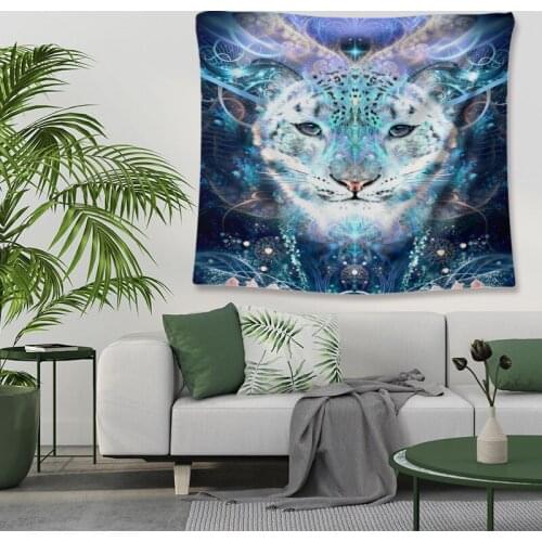 Psychedelic Tapestry Lion Buddha Wall Hanging Colorful Leopard Wall Carpet Fatima Hand Tapiz Home Decor Large Room Decoration