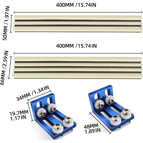 50/66mm Woodworking Profile Fence and T Track Slot Sliding Brackets for Carpentry Electric Circular Saw Table Benches