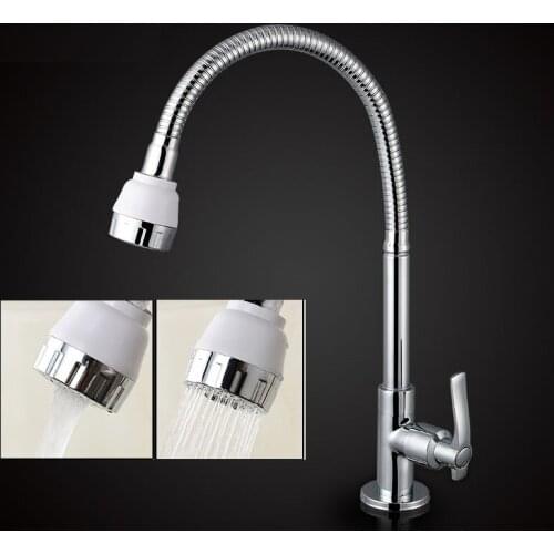 Solid Brass 360° rotary Kitchen Faucet Deck mounted kitchen sink faucet Two water modes Kitchen Tap torneira cozinha de parede