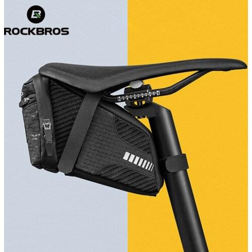 ROCKBROS Large Capcaity Bike Bag Bicycle Accessories Reflective Bicycle Rear Saddle Bag Durable Storage MTB Bag