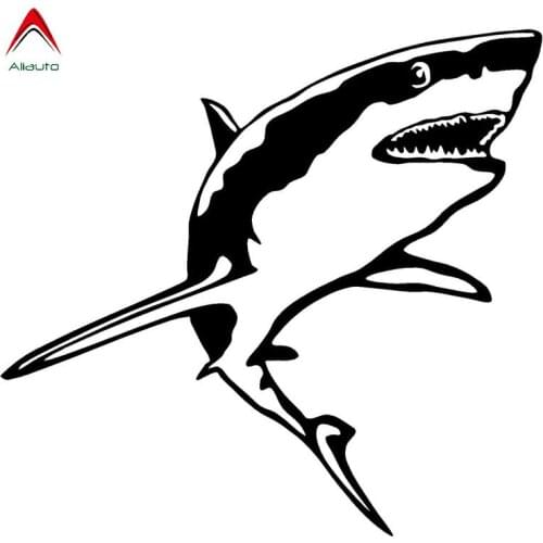 Aliauto Personality Funny Car Sticker Great White Shark Vinyl Waterproof Sunscreen Decal Decoration Black/Silver,15cm*14cm