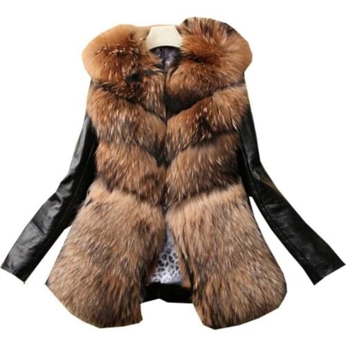 Newest S/9Xl WomenS Fashion Imitation Fur Jackets Oversized Patchwork Female Fake Fur Outwears Winter Sexy Ladies Coats J3264