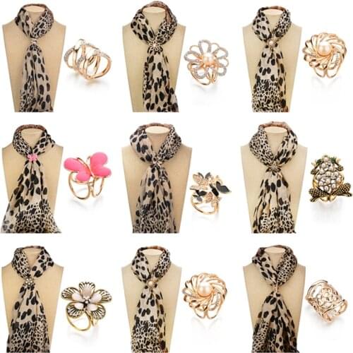 Fashion 15 Styles Scarf Clip Butterfly Flower X Shape Metal Brooches for Women Bow Scarves Buckle Holder Shawls Jewelry Female