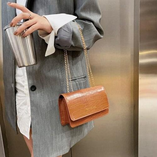 Crocodile Pattern Women Handbag Fashion Leather Chain Crossbody Bags Female Underarm Bag Designer Women Vintage Shoulder Bag