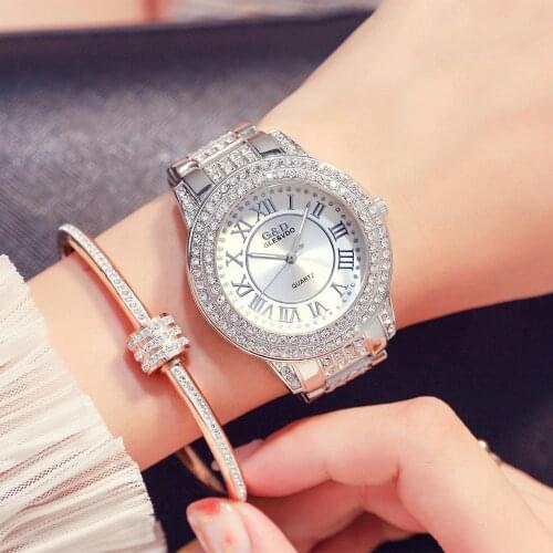 G&D Women Watches 2018 Luxury Ladies Bracelet Watch Rhinestones Band Fashion Quartz Wristwatches Roman Style Reloj Mujer Clock