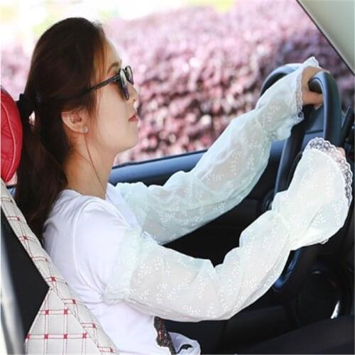 1 Pair Elegant Long Sleeve Lovely Lace Cool Sun UV Protection Net Yarn Women Arm Covers Running Cycling Sleeves For Arm Women