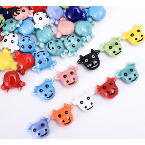 10/20/30pcs 16x19mm Multicolor Cows Ceramic Beads Porcelain Loose Beads For Jewelry Making Bracelet Necklace Diy Crafts Findings