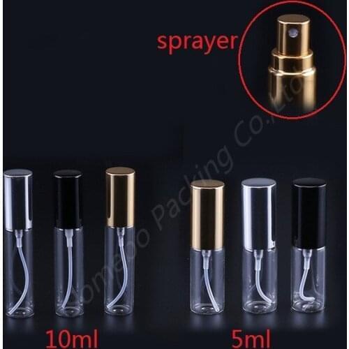 10PCS 5ML 10ML Clear Glass Spray Bottle Portable Perfume Atomizer Mini Sample Test Tube Bottle Thin Glass Vials
