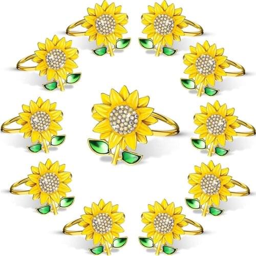 12 Pieces Sunflower Napkin Holder Rings Napkin Adornment for Wedding, Dinner Party, Mother' S Day, Birthday