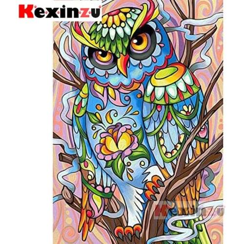 2019 new Kexinzu 5D DIY Full Square Diamond Painting"Flower owl"3D Round Embroidery Cross Stitch handcraft work Home Decor X9999