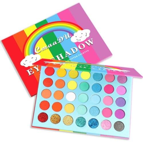 35 Color Rainbow Matte Eyeshadow Palette Sequin Metallic Waterproof Shimmer Glitter Eye Shadow Long Lasting Makeup Beauty TSLM1