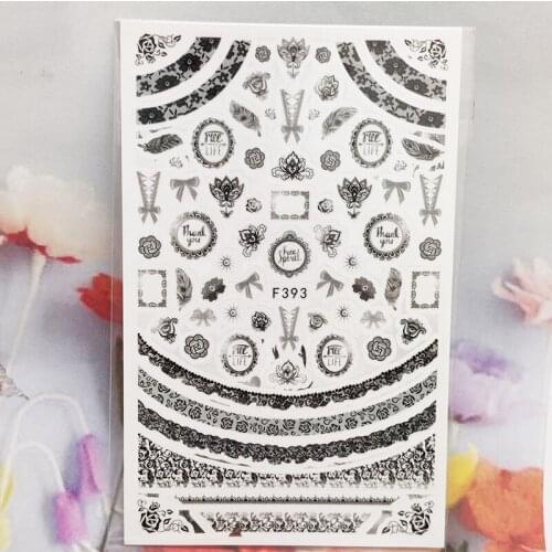 3D Nail Stickers Interesting Design Nail Foil Lace Stripe Flowers Mandala Glue Sticker for Manicure Cute Nail Art Decoration