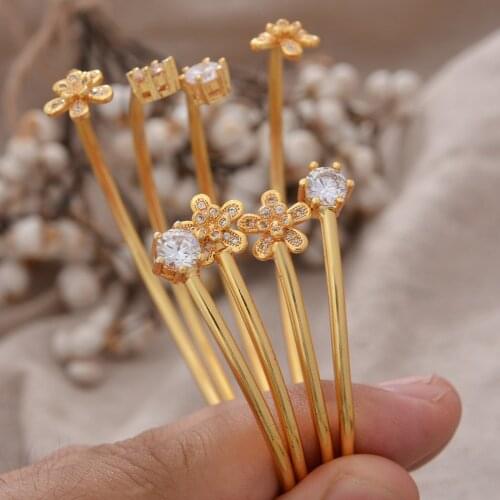 4Pcs/lot Ethiopian Dubai Gold Color Cuff Bangles For Women Bride Wedding plum Bossom Bracelet African Arab Jewelry Middle East