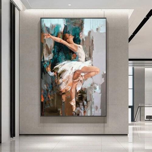 Abstract Ballet Girl Painting on Canvas Posters and Prints Dancing Ballerina Wall Art Picture for Living Room Decor Cuadros