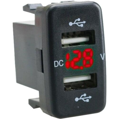 Car Charger Socket Dual Usb Port Charging Volt Display Adapter Fit for Toyota
