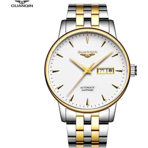 GUANQIN Clock Men Automatic Watch Man Hardlex Calendar Luminous Date Water Resistant Mechanical Watch Men Wristwatch Mens