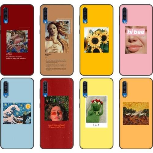 Black tpu Case For Samsung Galaxy A50 50S A30S A10 A01 A11 A21S A31 A41 A51 A71 M21 M30S S10 LITE Aesthetic Van Gogh Mona Lisa