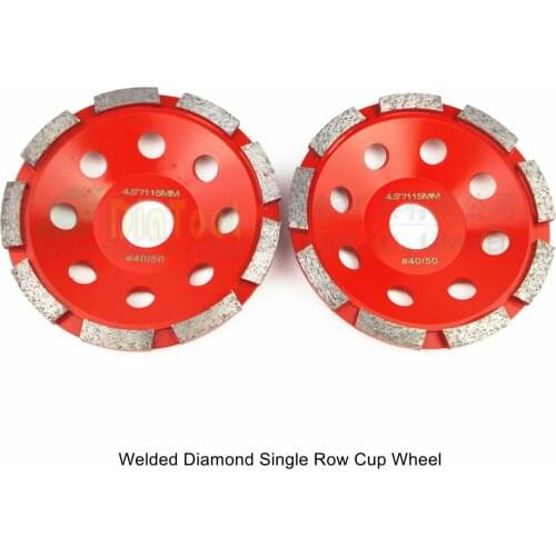 DIATOOL 2pcs 4.5" Diamond Single Row Grinding Cup Wheel For Concrete Granite, Hard Material, Diamond Grinding 22.23mm Bore Disc